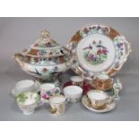 A collection of late 18th and early 19th century tea wares including a 19th century Derby cup