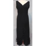 Vintage black evening dress by Gabé of Baker Street, fitted with sweetheart neckline and chain style