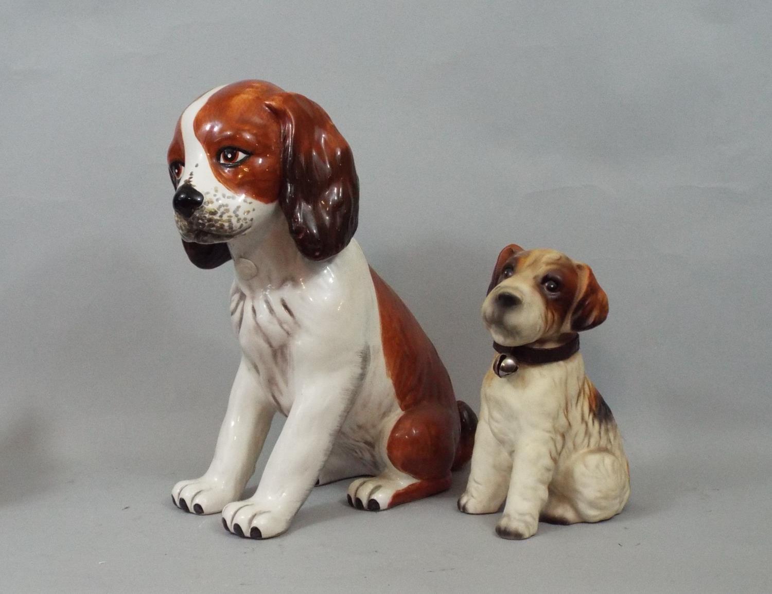 Six ceramic figures of dogs, Poodle, Dachshund, Boxer, etc, 30 cm and smaller - Image 3 of 4