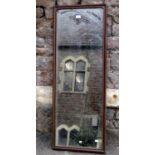 A Georgian style dressing mirror of rectangular form with moulded frame 44 cm wide x 117 cm high