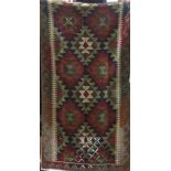 Maimana Kelim rug with typical geometric decoration, 200 x 100cm