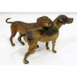 Charming Geschutzt cold painted bronze group of two hounds, 14cm