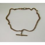 9ct Albert watch chain with T-bar, maker 'J.G&S' 30.2g