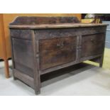 A low oak two drawer side table made from antique timbers