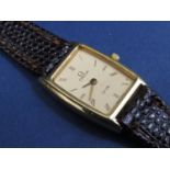 Vintage ladies Omega De Ville quartz wristwatch, with period snakeskin leather bracelet, 18mm