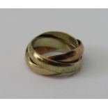 9ct bi-colour 'Russian' wedding ring, size H/I, 6g