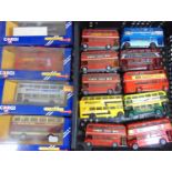 Corgi bus collection including 4 old style Routemaster buses and 6 further double decker buses (