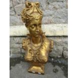 A composite gilt head and shoulder bust of Marie Antoinette 65 cm high