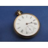 18ct pocket watch by Sidney W Allen of Hastings, no 2111, with jewelled movement, enamelled dial