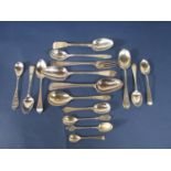 A collection of various silver spoons to include beaded and trefoil examples, together with a