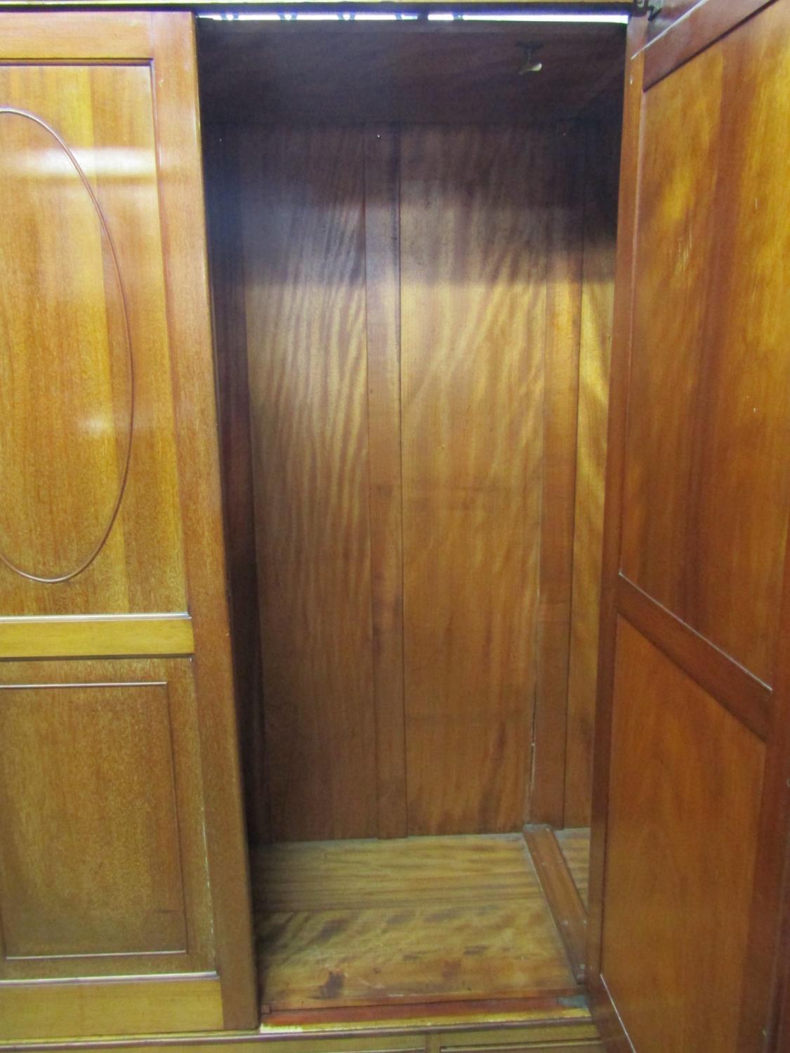 An Edwardian mahogany bedroom pair and similar matching dressing chest with raised oval swing mirror - Image 2 of 4