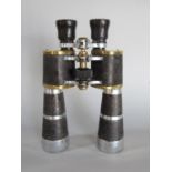 Good quality pair of leather clad WWI brass binoculars by Dollond & Aitchison The Lumina