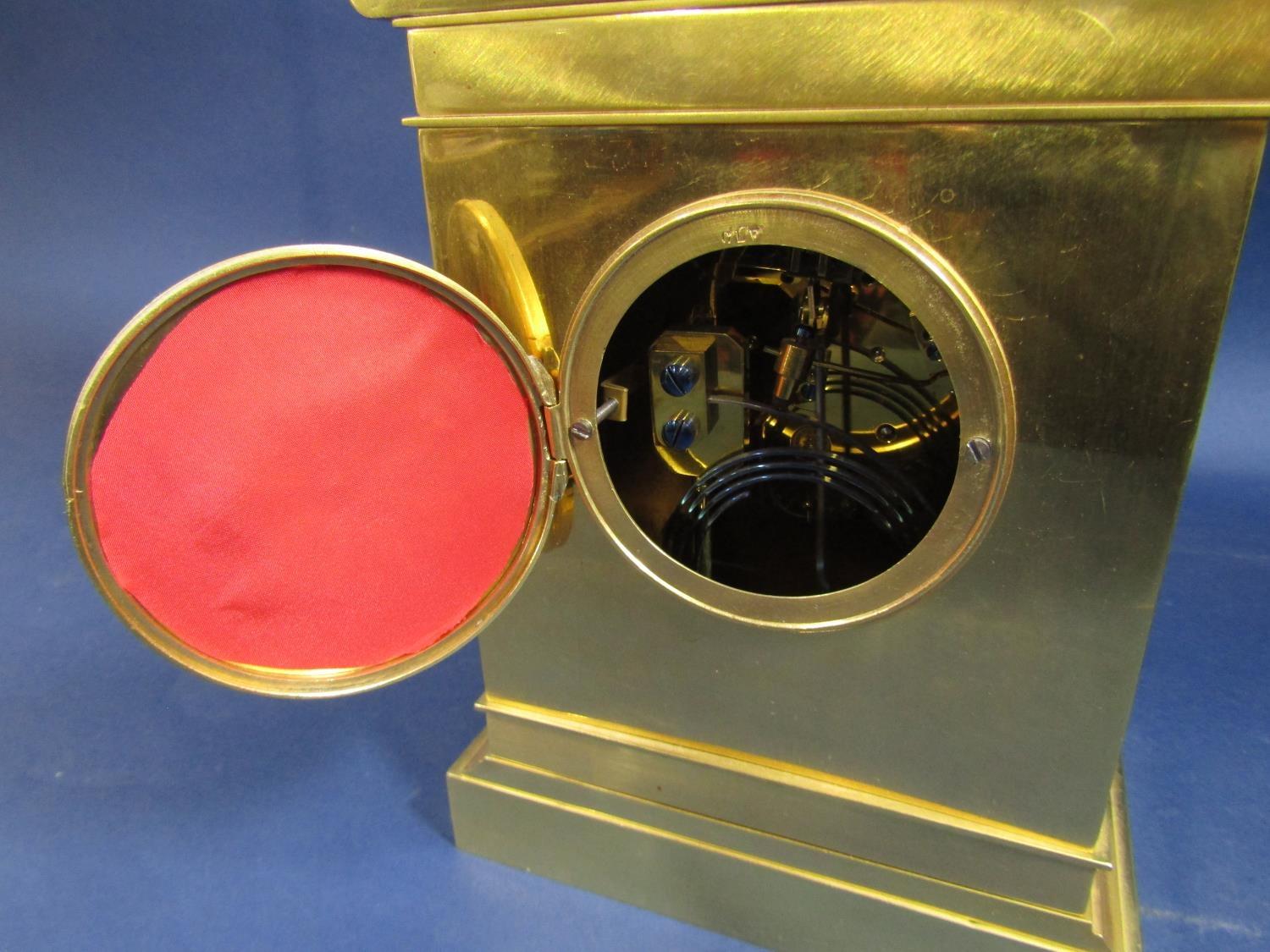 A good quality gilt brass architectural mantle clock, the gilt two train dial with Arabic - Image 2 of 2