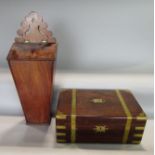 19th century rosewood and brass bound writing slop, the hinged lid enclosing a fitted interior (