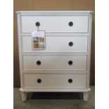 A Nordic style London 'Anna' bedroom chest of four long drawers with soft white finish, 84cm wide