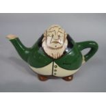 An unusual Foley Intarsio character teapot and cover in the form of Paul Kruger, with printed