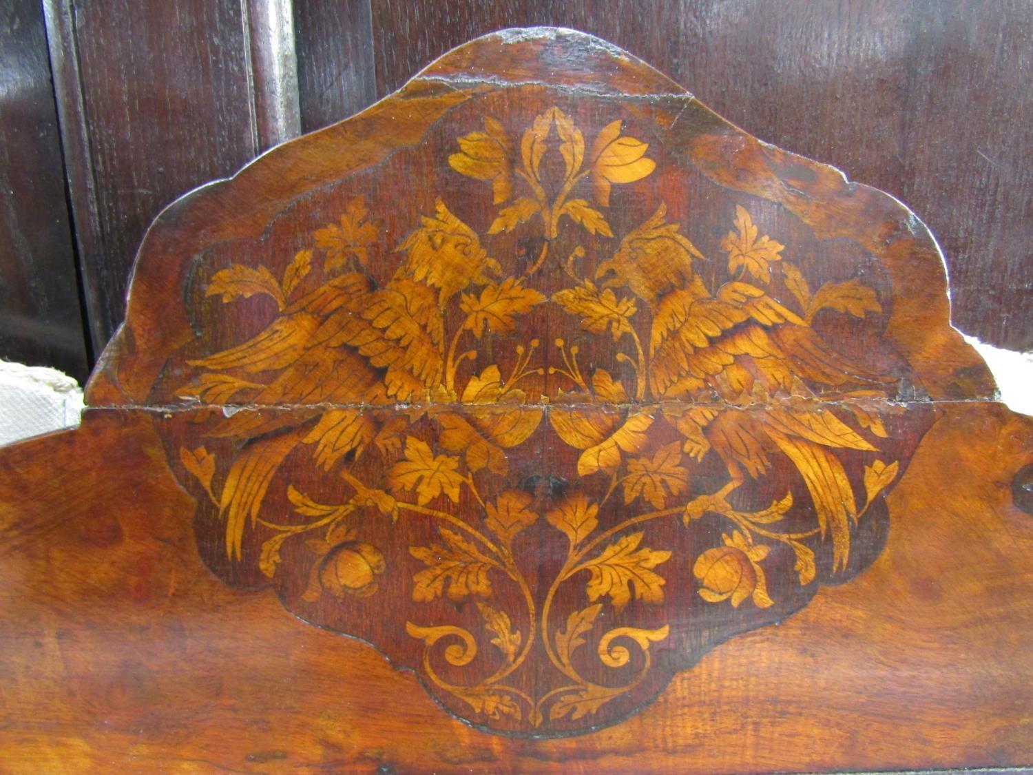 A 19th century Dutch floral marquetry mirror, the cushion moulded frame of rectangular form set - Image 2 of 3