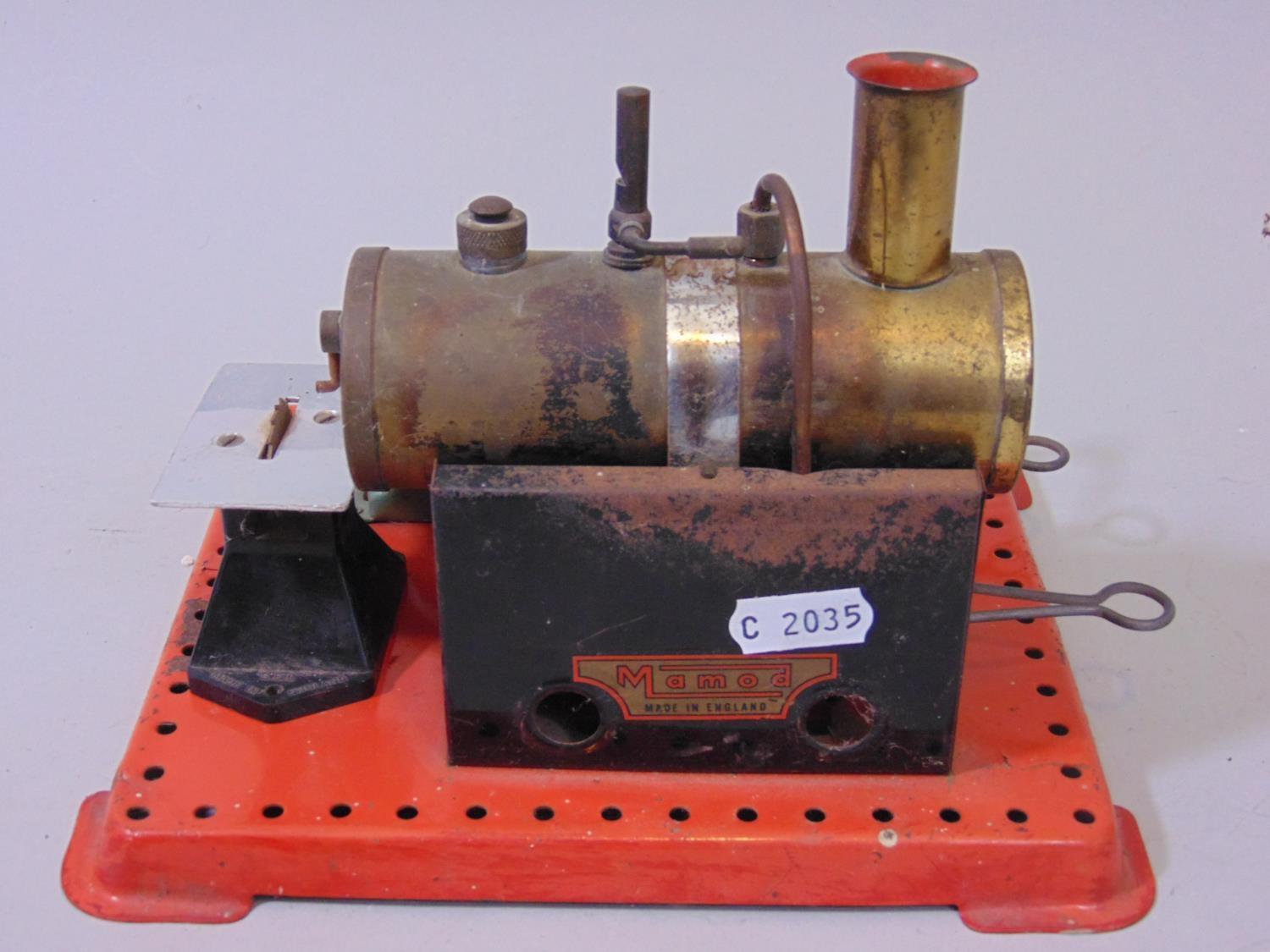 Mamod model steam engine with rotary saw, unboxed