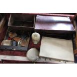 Three boxes of interesting items containing various treen wares, jewellery boxes, kitchenalia