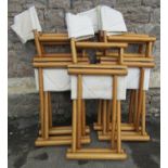Five good quality contemporary folding directors type chairs with turned ashwood frames, together