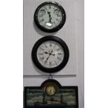 Two similar modern wall dials, one with world time subsidiary dials, 50 cm diameter, together with a