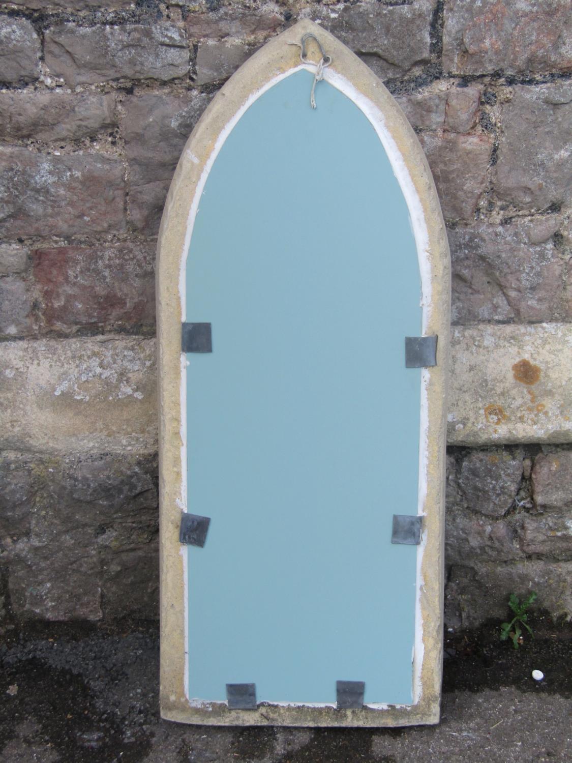 A novel contemporary wall mirror in the form of a lancet shaped gothic window enclosing a distressed - Image 2 of 2