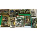 Large quantity of unsorted military model vehicles together with a quantity of boxes for military