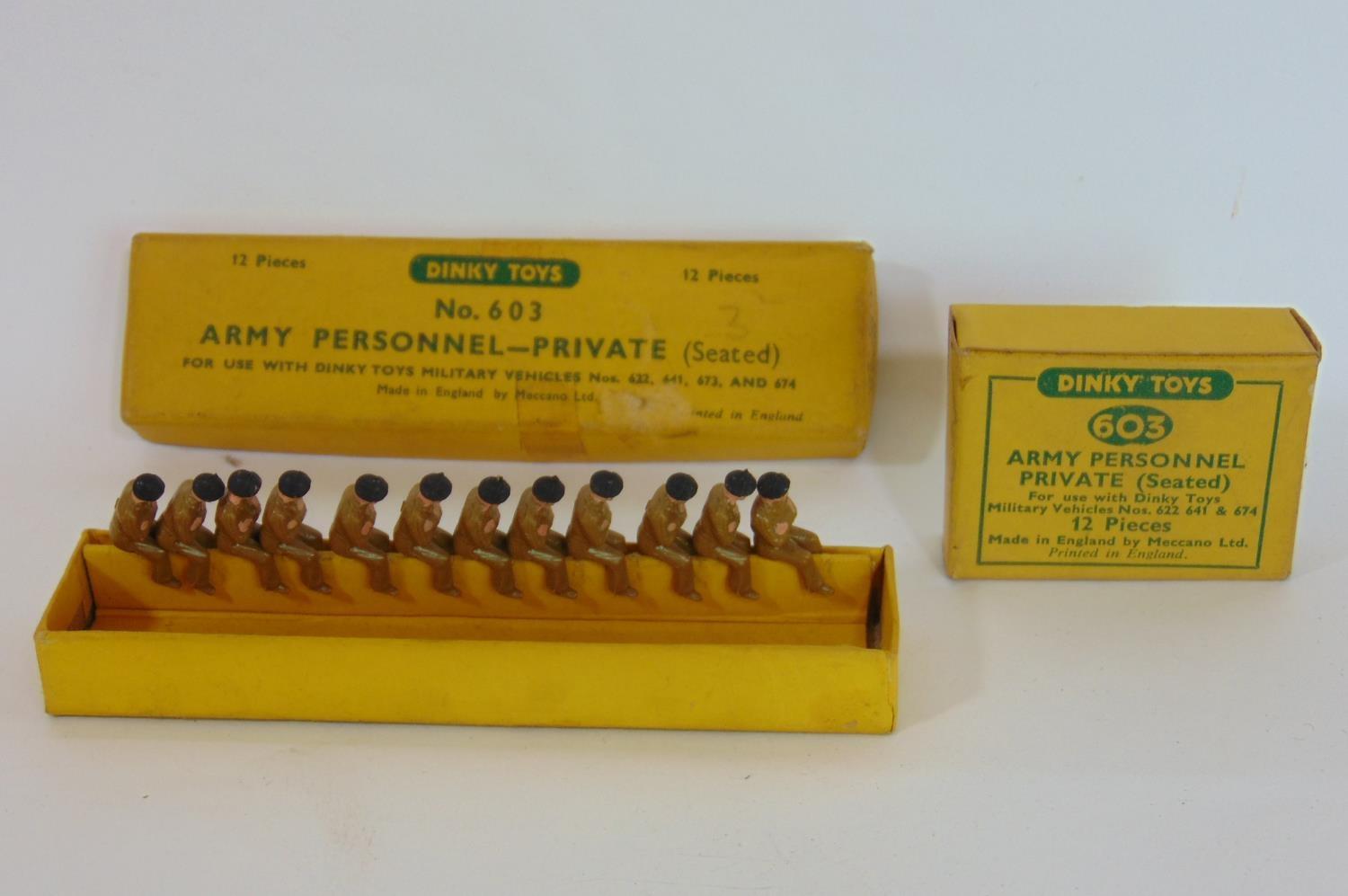 2 complete sets of Dinky Toys 603 Army Personnel (seated) together with other similar unboxed