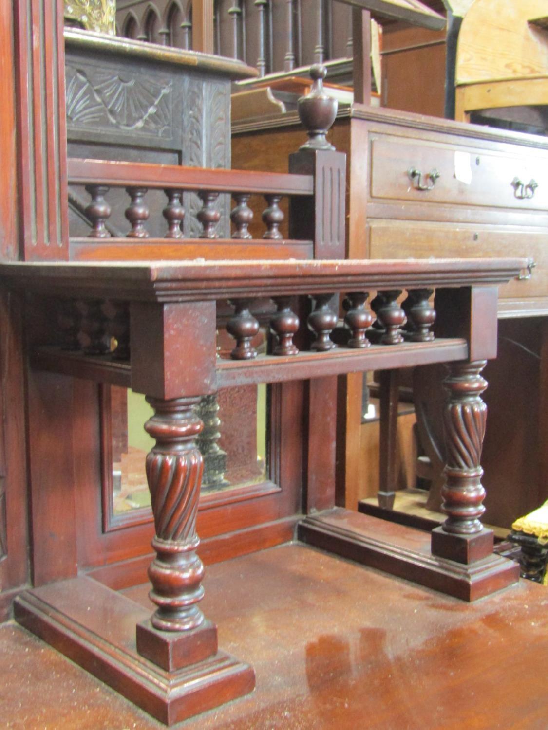 A good quality late Victorian/Edwardian walnut buffet, the raised back incorporating three - Image 3 of 10