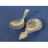 A good quality scallop shell caddy spoon with engraved handle, maker Thomas Bradbury & Sons Ltd,