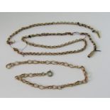 9ct fancy link bracelet (metal replacement clasp) and a further 9ct belcher link necklace (for