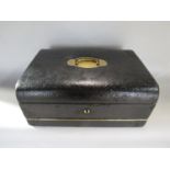 Good quality leather clad desk top box with hinged lid and fitted interior including a writing slope