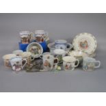 A collection of Royal Doulton Bunnykins nursery wares comprising two plates, a bowl and three