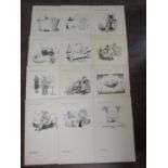 A set of 12 comfort soap advertising prints by various artists including Keith Robinson, H M