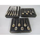 Two cased sets of six knopped coffee spoons, maker TB & S, Sheffield 1937, together with a further