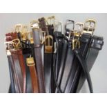 Boxful of good quality and designer mens leather belts including Lanvin, Jean Jacques, Tino Cosma