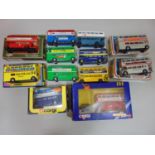 11 Corgi double decker buses with boxes and a Corgi London Bus & Taxi box set no 1365 (a boxful)