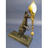 Novelty mystery clock in the form of a standing kangaroo, 5cm enamel dial with Arabic numerals, upon