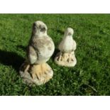 Matched pair of full scale composition stone pigeons (2)