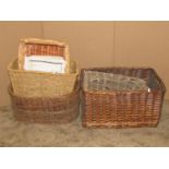 A collection of twelve wicker baskets of varying size and design