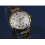 Vintage ladies 9ct Everite dress watch, 17 jewels Incabloc movement, champagne dial with Arabic