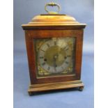 Mid-20th century walnut cased three train bracket type clock by Bright of Scarborough, gilt dial
