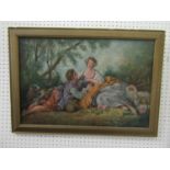 Early 20th century school in the 18th century continental manner, pair of lovers in a rustic