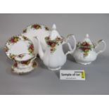 A collection of Royal Albert Old Country Roses pattern tea and coffee wares comprising teapot,