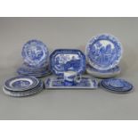 A collection of Spode blue and white printed Italian pattern wares comprising a rectangular sandwich