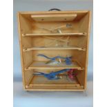 A cased collection of scale plough models to include Swinghead Plough c.1725, Caschrom Plough,