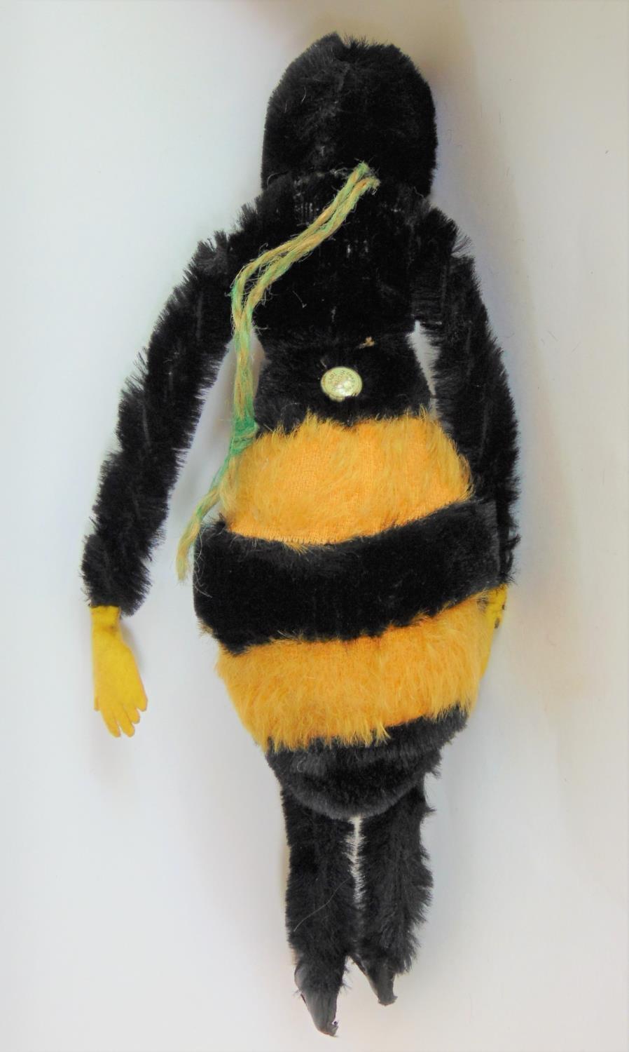 1930's toy bumble bee by Chad Valley with fur body, velvet face (1 eye missing), wired legs, pin - Image 3 of 4