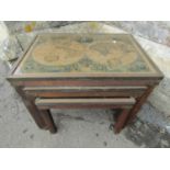 A nest of three graduated reproduction occasional tables with brass fittings/frames and glazed