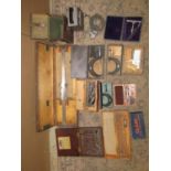 A collection of good quality vintage cased engineering tools/rules/gauges, etc