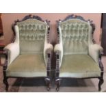 An Edwardian three piece drawing room suite comprising two seat sofa and a pair of matching